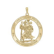 Load image into Gallery viewer, 14K Gold Round Saint Christopher Medallion (1 1/4 inch - 1 1/2 inch)