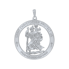Load image into Gallery viewer, Sterling Silver Round Saint Christopher Medallion (1 1/4 inch - 1 1/2 inch)