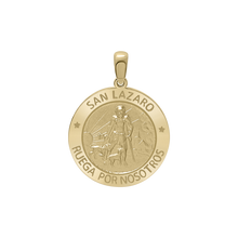 Load image into Gallery viewer, 14K Gold Round San Lázaro Medallion (3/4 inch)