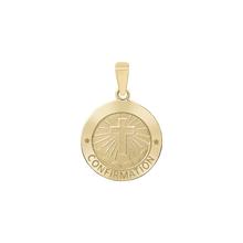Load image into Gallery viewer, 14K Gold Round Confirmation with Cross Medallion (5/8 inch - 3/4 inch)