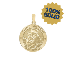 Load image into Gallery viewer, 14K Gold Round Saint Anthony Medallion (5/8 inch - 3/4 inch)