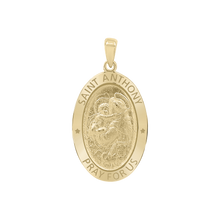 Load image into Gallery viewer, 14K Gold Oval Saint Anthony Medallion (3/4 inch - 7/8 inch)