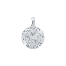 Load image into Gallery viewer, Sterling Silver Round Saint John Medallion (5/8 inch - 1 inch)