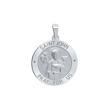 Load image into Gallery viewer, Sterling Silver Round Saint John Medallion (5/8 inch - 1 inch)