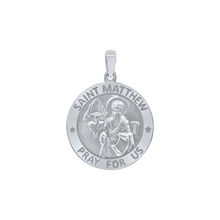 Load image into Gallery viewer, Sterling Silver Round Saint Matthew Medallion (5/8 inch - 1 inch)