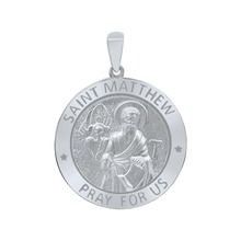 Load image into Gallery viewer, Sterling Silver Round Saint Matthew Medallion (5/8 inch - 1 inch)