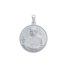 Load image into Gallery viewer, Sterling Silver Round Pope John Paul Medallion (5/8 inch - 1 inch)