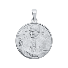 Load image into Gallery viewer, Sterling Silver Round Pope John Paul Medallion (5/8 inch - 1 inch)