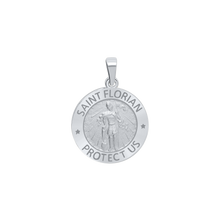 Load image into Gallery viewer, Sterling Silver Round Saint Florian Medallion (5/8 inch - 1 inch)