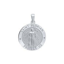 Load image into Gallery viewer, Sterling Silver Round Saint Florian Medallion (5/8 inch - 1 inch)
