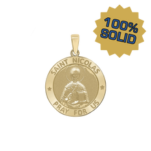 Load image into Gallery viewer, 14K Gold Round Saint Nicolas Medallion (3/4 inch)