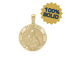 Load image into Gallery viewer, 14K Gold Round Padre Pio Medallion (3/4 inch)