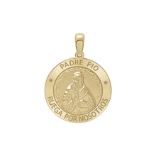Load image into Gallery viewer, 14K Gold Round Padre Pio Medallion (3/4 inch)