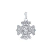 Load image into Gallery viewer, Sterling Silver Saint Florian Shield Medallion (5/8 inch - 1 inch)