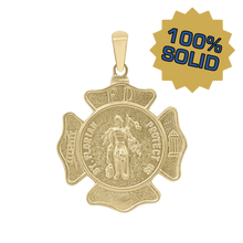 Load image into Gallery viewer, 14K Gold Saint Florian Shield Medallion (5/8 inch - 1 inch)