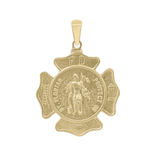 Load image into Gallery viewer, 14K Gold Saint Florian Shield Medallion (5/8 inch - 1 inch)