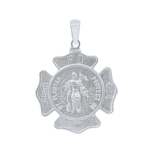 Load image into Gallery viewer, Sterling Silver Saint Florian Shield Medallion (5/8 inch - 1 inch)