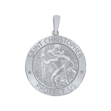 Load image into Gallery viewer, Sterling Silver Round Saint Christopher Medallion (5/8 inch - 1 inch)