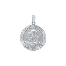 Load image into Gallery viewer, Sterling Silver Round Saint Joseph Medallion (5/8 inch - 1 inch)