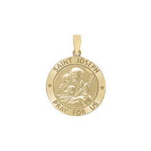 Load image into Gallery viewer, 14K Gold Round Saint Joseph Medallion (5/8 inch - 1 inch)