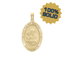 Load image into Gallery viewer, 14K Gold Oval Saint Joseph Medallion (3/4 inch - 7/8 inch)