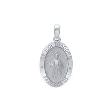 Load image into Gallery viewer, Sterling Silver Oval Saint Jude Thaddeus Medallion (3/4 inch - 7/8 inch)