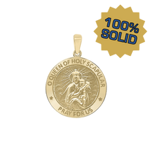 Load image into Gallery viewer, 14K Gold Round Queen of the Holy Scapular Medallion (3/4 inch)
