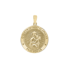 Load image into Gallery viewer, 14K Gold Round Queen of the Holy Scapular Medallion (3/4 inch)