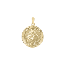 Load image into Gallery viewer, 14K Gold Round Saint Anthony Medallion (5/8 inch - 3/4 inch)
