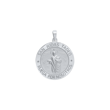 Load image into Gallery viewer, Sterling Silver Round San Judas Tadeo Medallion (3/4 inch - 1 inch)