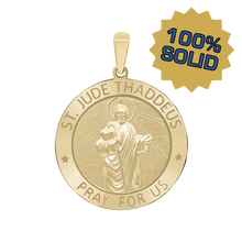 Load image into Gallery viewer, 14K Gold Round Saint Jude Thaddeus Medallion (3/4 inch - 1 inch)