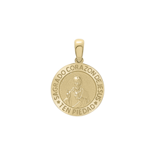 Load image into Gallery viewer, 14K Gold Round Sagrado Corazon de Jesus Medallion (5/8 inch)