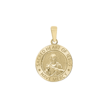Load image into Gallery viewer, 14K Gold Round Sacred Heart of Jesus Medallion (5/8 inch - 1 inch)