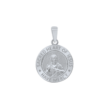 Load image into Gallery viewer, Sterling Silver Round Sacred Heart of Jesus Medallion (5/8 inch - 1 inch)