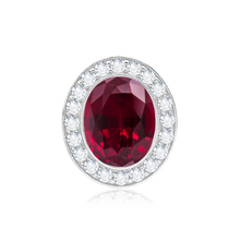 Load image into Gallery viewer, ITI NYC Oval Halo Slide Pendant in Sterling Silver (6.00 x 4.00 mm - 12.00 x 10.00 mm)