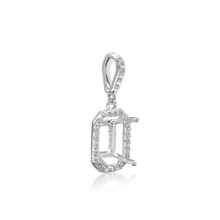 Load image into Gallery viewer, ITI NYC Emerald Four Prong Halo Pendant in 14K Gold (5.00 x 3.00 mm - 12.00 x 10.00 mm)