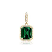 Load image into Gallery viewer, ITI NYC Emerald Four Prong Halo Pendant in 14K Gold (5.00 x 3.00 mm - 12.00 x 10.00 mm)