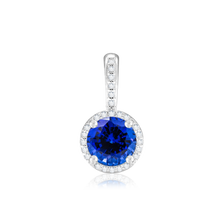 Load image into Gallery viewer, ITI NYC Round Four Prong Halo Pendant in Sterling Silver (4.50 mm - 8.00 mm)