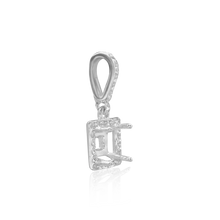 Load image into Gallery viewer, ITI NYC Square Four Prong Halo Pendant in Sterling Silver (4.50 mm - 10.00 mm)