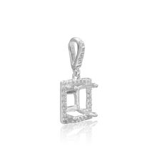 Load image into Gallery viewer, ITI NYC Square Four Prong Halo Pendant in Sterling Silver (4.50 mm - 10.00 mm)