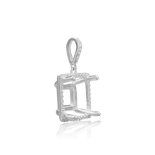 Load image into Gallery viewer, ITI NYC Square Four Prong Halo Pendant in Sterling Silver (4.50 mm - 10.00 mm)