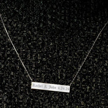 Load image into Gallery viewer, Bar Necklace with Engraving in 14K White Gold (18" Chain)