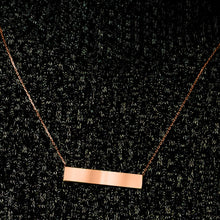 Load image into Gallery viewer, Bar Necklace with Engraving in Sterling Silver 18K Pink Gold Finish (18" Chain)