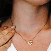 Load image into Gallery viewer, Double Heart Necklace in Sterling Silver (15 x 15 mm)