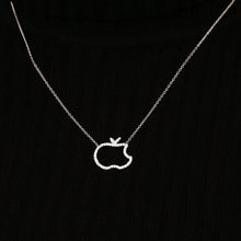 Load image into Gallery viewer, Big Apple Outline Necklace in Sterling Silver (16 x 16 mm)