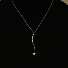 Load image into Gallery viewer, Moon & Shooting Star Necklace in Sterling Silver (73 x 2 mm)