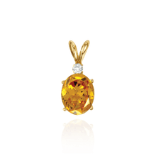 Load image into Gallery viewer, 14K Gold ITI NYC Oval Four Prong Double Wire Pendants With 1 Accent in 14K Gold (5.00 x 3.00 mm - 12.00 x 10.00 mm)