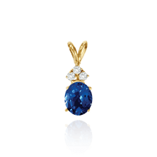 Load image into Gallery viewer, 14K Gold ITI NYC Oval Four Prong Double Wire Pendants With 3 Accents in 14K Gold (4.00 x 3.00 mm - 12.00 x 10.00 mm)