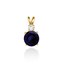 Load image into Gallery viewer, 14K Gold ITI NYC Round Four Prong Double Wire Heavy Pendants With 1 Accent in 14K Gold (3.40 mm - 10.00 mm)