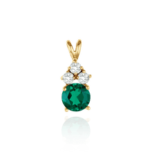 Load image into Gallery viewer, 14K Gold ITI NYC Round Four Prong Double Wire Pendants With 3 Accents in 14K Gold (3.40 mm - 10.00 mm)